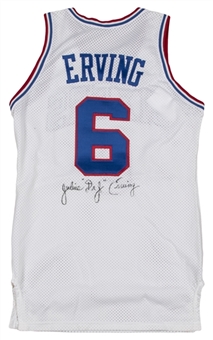 1986-87 Julius Erving Final Season Game Used and Signed Philadelphia 76ers Home Jersey (MEARS A8, 76ers LOA & Beckett)
